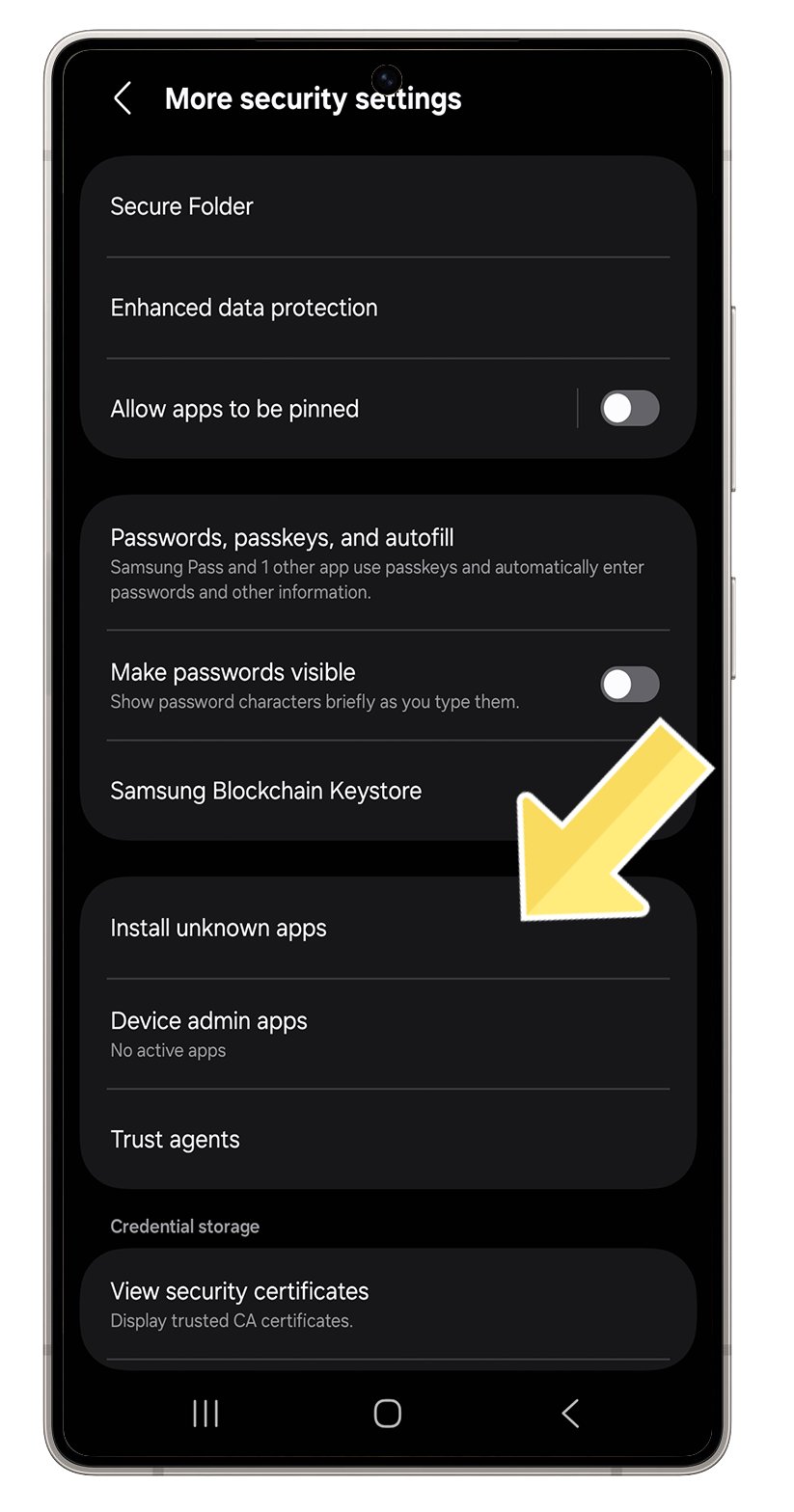 Enable Unknown Sources